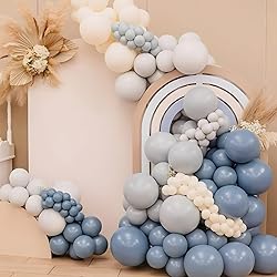 RUBFAC 129pcs Dusty Blue Balloons Different Sizes