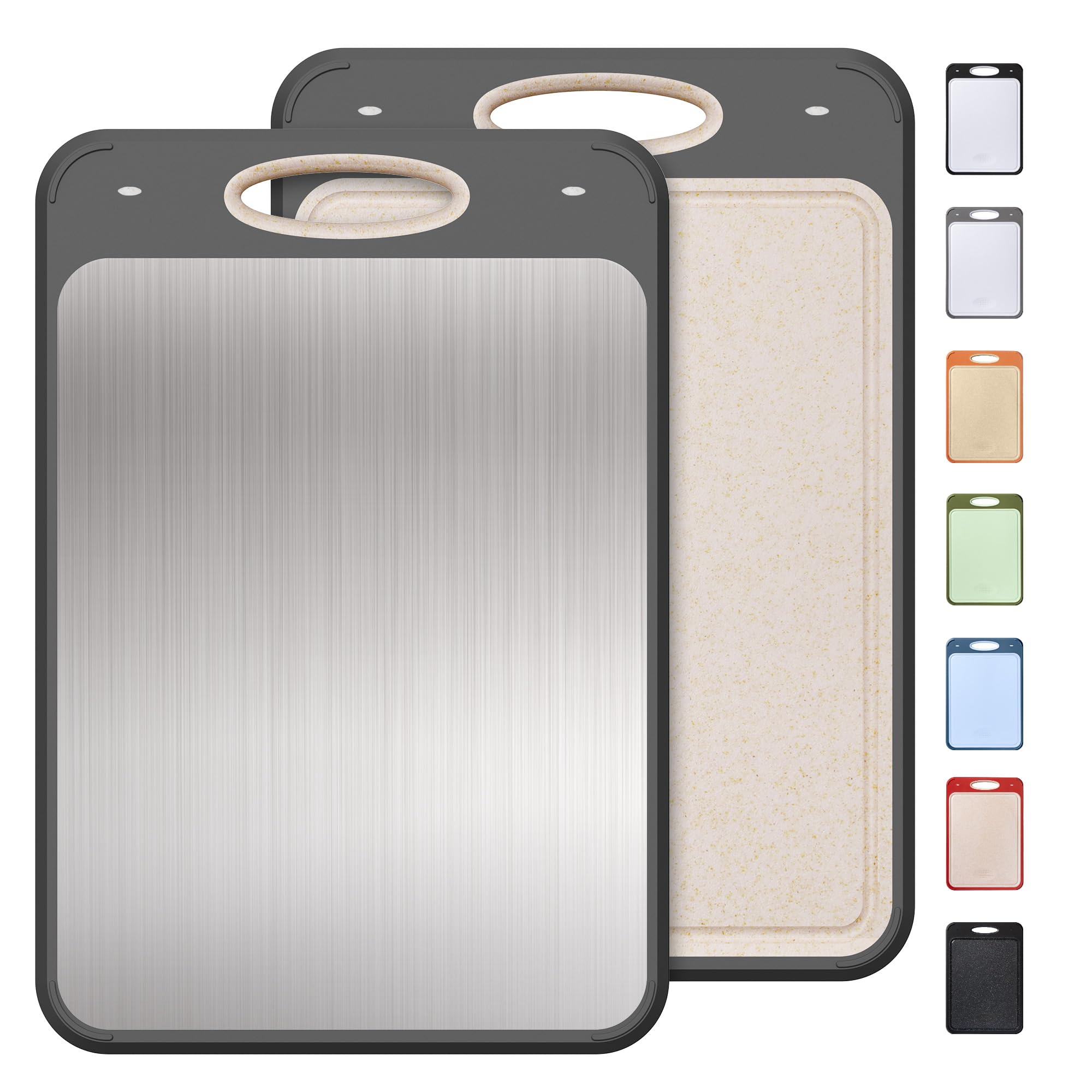 Photo 1 of 2 in 1 Stainless Steel Cutting Board with Handle Chopping Large Big Small Metal Meat Butcher Block Not Titanium Madera Glass Marble Stone Kitchen Tablas Cocina Cortar Picar Regalos Mujer Mama Abuela