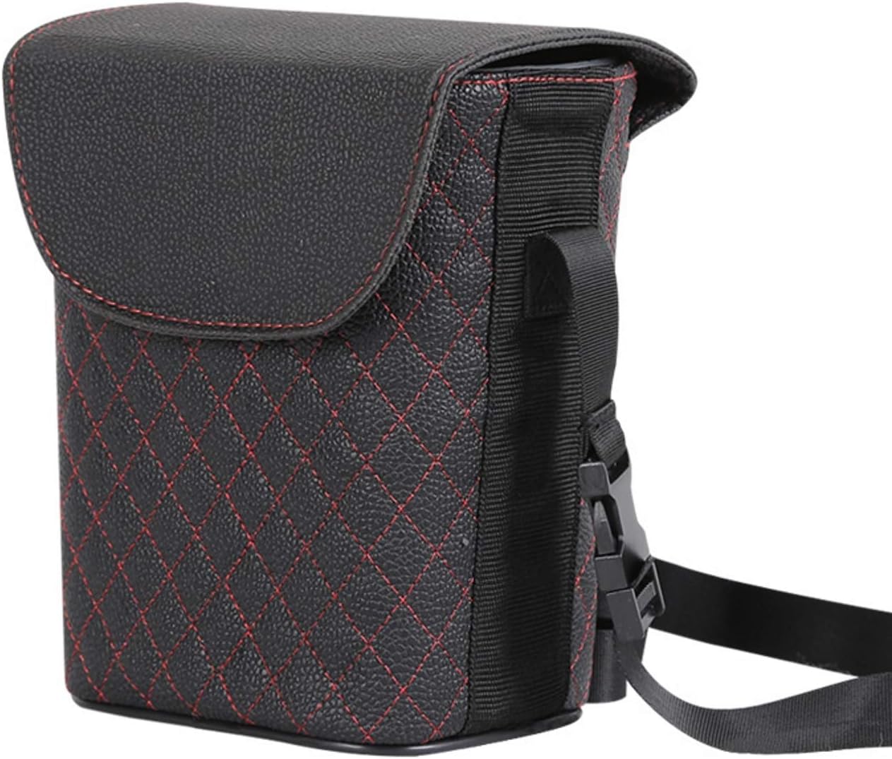 DMSE Car Trash Can Organizer Accessory for Family Vehicle Front or Back Seat Garbage Recycle Auto Basket Bags Waste (Black with Red Stitching)