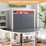 Panana High Gloss 3 Door Sideboard with LED Lights Grey 51.18 in Wide view 5