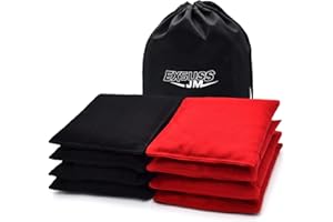 JMEXSUSS Weather Resistant Standard Cornhole Bags Set of 8 Regulation Bean Bags for Outdoor Tossing Cornhole Game, Professional Corn Hole Bags Set 8 with Tote Bag