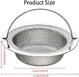 Tahbarshi 2 Pack Kitchen Sink Strainer, Stainless Steel 7.5cm Inner, 11cm Outer view 2