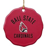 GRAPHICS & MORE Ball State Cardinals Logo Porcelain Scalloped Holiday Christmas Tree Ornament - 2.8" (7.1 cm)