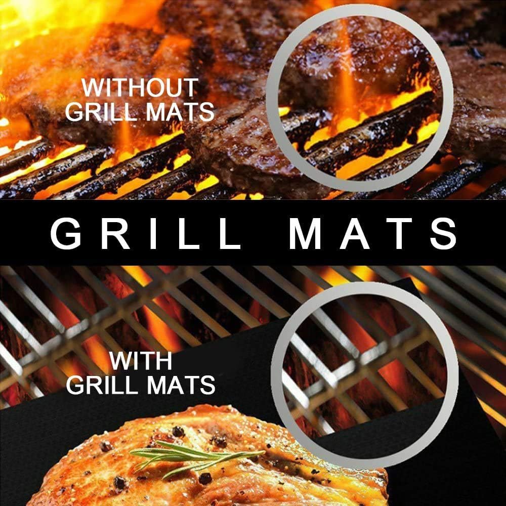 Amazon Co Jp グリルマット ノンスティックグリルマット再利用可能なグリルフィルムテフロンベーキングマットグリルマット ベーキングマット 肉用bbqノンスティックグリルマット 40x33cm スポーツ アウトドア