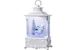 Gorrzai Christmas Snow Globes Snowman Snow Globe Lantern, Lighted Christmas Decorations Indoor for Home with Music Timer Swirling Glitter, Light Up Penguin Musical Decor Gift, USB or Battery Operated