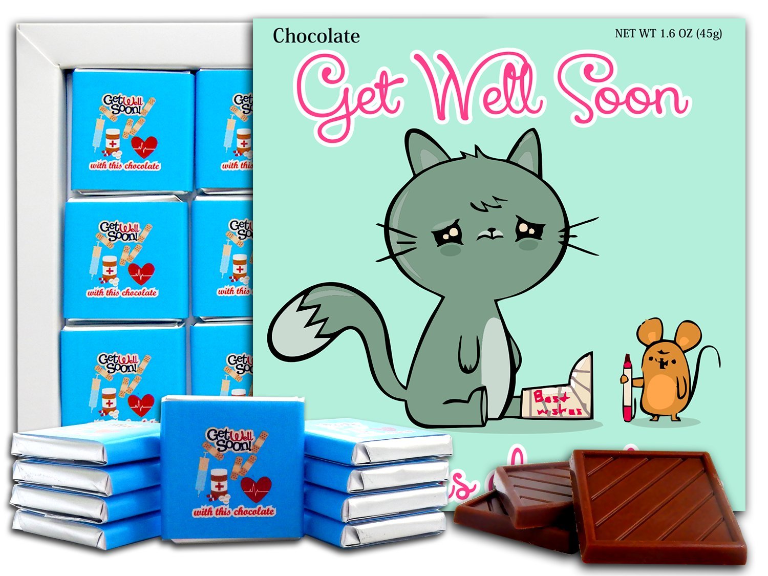 Get Well Soon Chocolate Gift Set, 5x5in, 1 box (Cat 0641)
