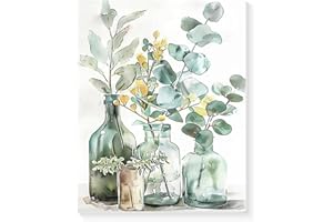 Ninonly Paint by Number Kits Framed Canvas, Eucalyptus Paint by Numbers Arts and Crafts Kits for Adults Beginner, Paint Brushes, Acrylic Paint, 9 * 12 Inch