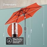 VonHaus Parasol 2M Burnt Orange with Hand Crank Tilt UV30+ Protection view 7
