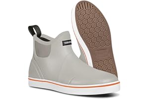 TerraTrax Men's Waterproof Deck Rain Boots - Anti-Slip Rubber Ankle Boots for men, ideal for Fishing and Boating, All-Season