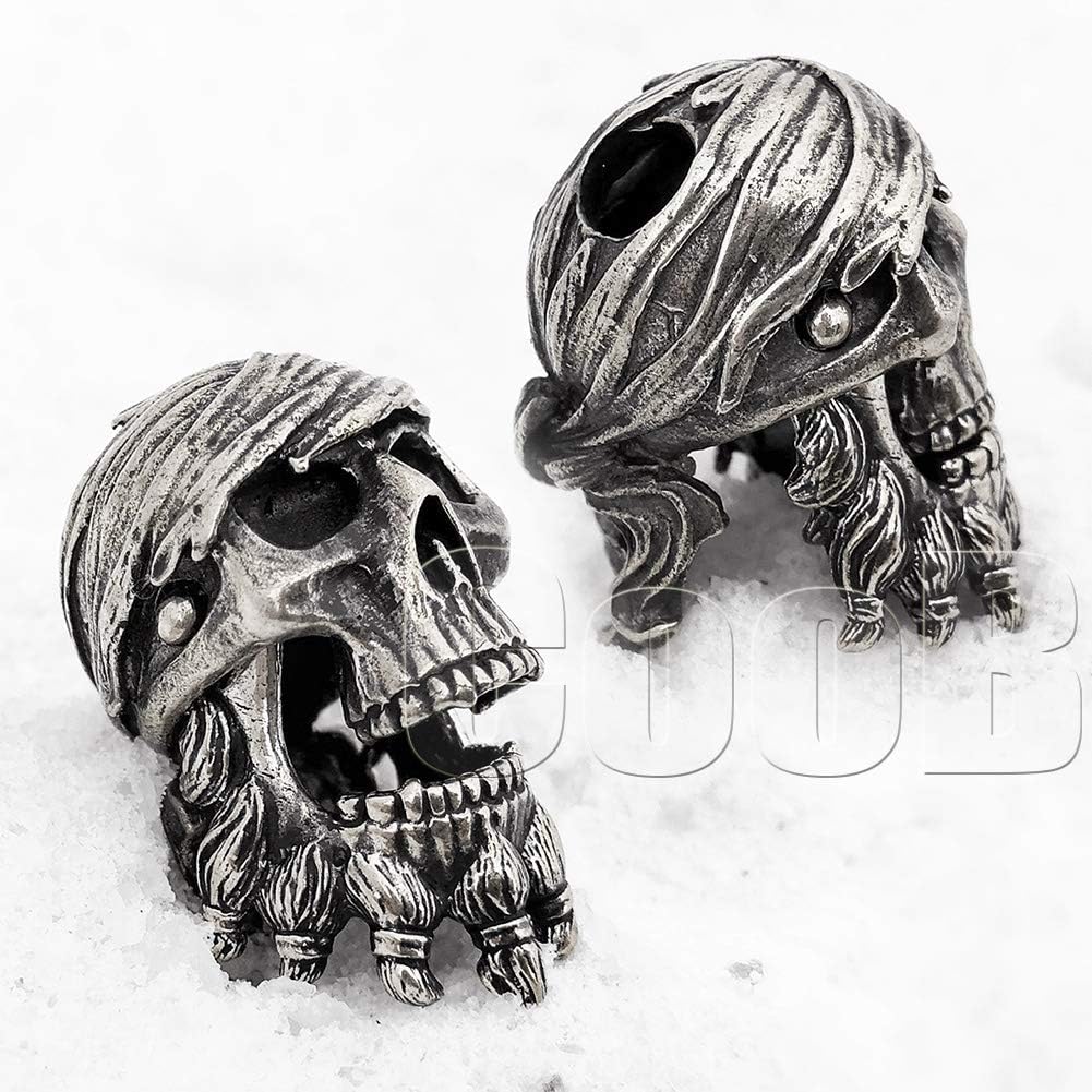 CooB EDC Paracord Bead Beads, Charm, Beard Bead Pirate Blackbeard Skull. Metal Hand Made Paracord Lanyard Beads Charms for Knife Lanyard Accessories, Beard Beads 1Pcs/Lot (Pirate Jack Sparrow)