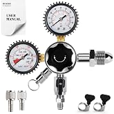 Hgkeke CGA-580 Nitrogen Regulator Dual Gauge Tank Regulator Coffee Beer Mak | Nitrogen Keg Regulator with 1/4&amp; 5/16 Outlet Barbs, Pressure Release Valve, Nitrogen Cylinder Regulator, Precision Control
