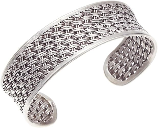 Amazon Co Jp アクセサリーショップピエナ シルバー925製 太めメッシュバングル メンズ 網 スタイリッシュ クール 網 目立つ 太い 腕輪 ブレスレット ジュエリー