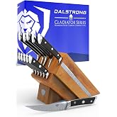 Dalstrong Gladiator 12-Piece Kitchen Knife Block Set, Black Handles | German Steel, 6 Steak Knives, Chef and Santoku, Nakiri Knife, Boning and Fillet, Wood Block