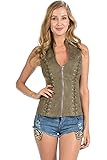 Sexy Female Military Look Suede Side Vest Cross-Cut Out Back Side (L3667)