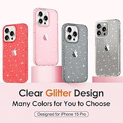 Hython Case for iPhone 15 Pro Case Glitter, Cute