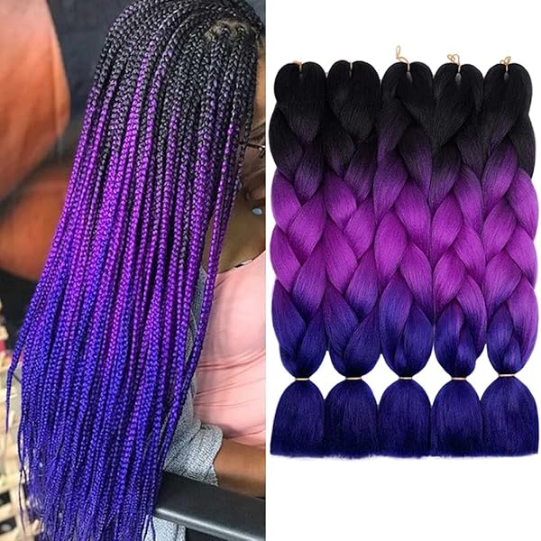 【UJOH】Combi Box T(Black×Purple) Amazon.com : Ombre Purple Braiding Hair Pre stretched 18