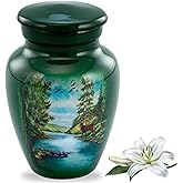 Deer Keepsake Urn, Deer Token Urn for Ashes, Hunting, Mini Buck, Hand Painted Memorial Mini Jar, Handmade Minature Forest Urns with Premium Box & Bag (Keepsake)