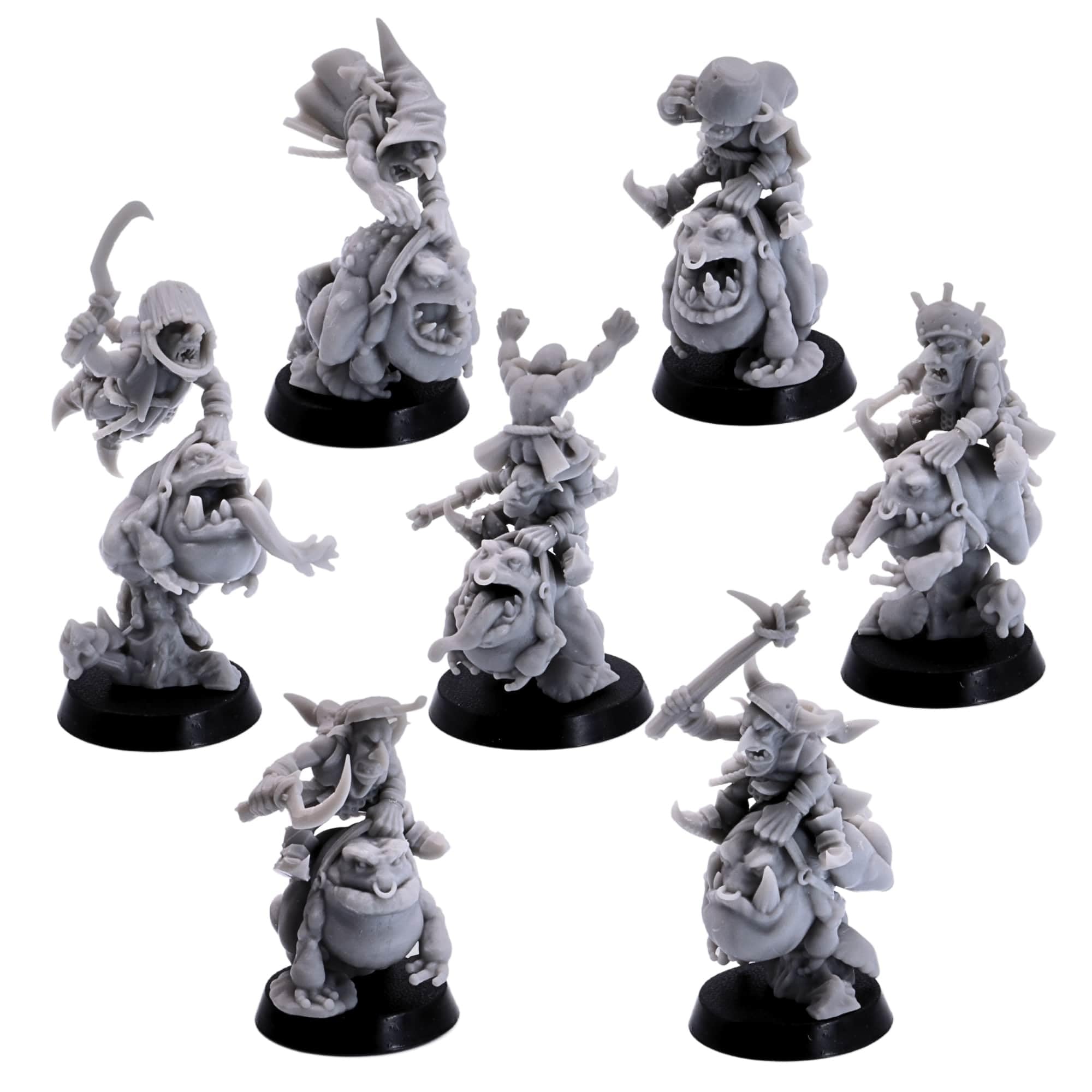 Forged Terrain Fantasy Swamp Goblin Frog Riders Set 32mm Scale Miniatures for Tabletop Gaming Cavalry Unit Monster Pack Figures