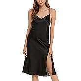 Vlazom Women Sexy Lingerie Satin Nightgown Silk Chemise Mini Slips V Neck Negligee Sleepwear with Adjustable Straps