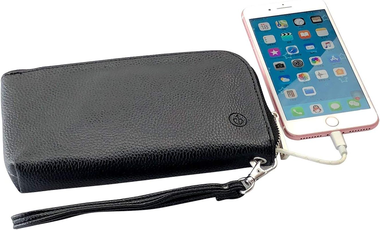 Clutch Purse Charger Wallet Handbag Power 2200mAh Charging Set with Wrist Strap for IPhone Andriod(Black)