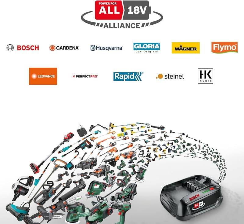 Home and Garden Élagueur sans fil compact EasyChain 18V-15-7 (pour couper le bois ; système 18 V ; vitesse de la chaîne : 6,95 m/s ; avec batterie 2,5 Ah et chargeur)