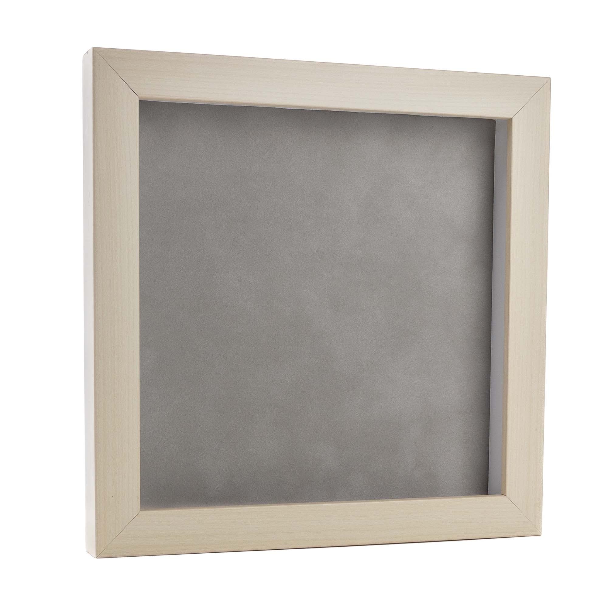 13x13 Shadow Box Frame White Washed Wood | with a