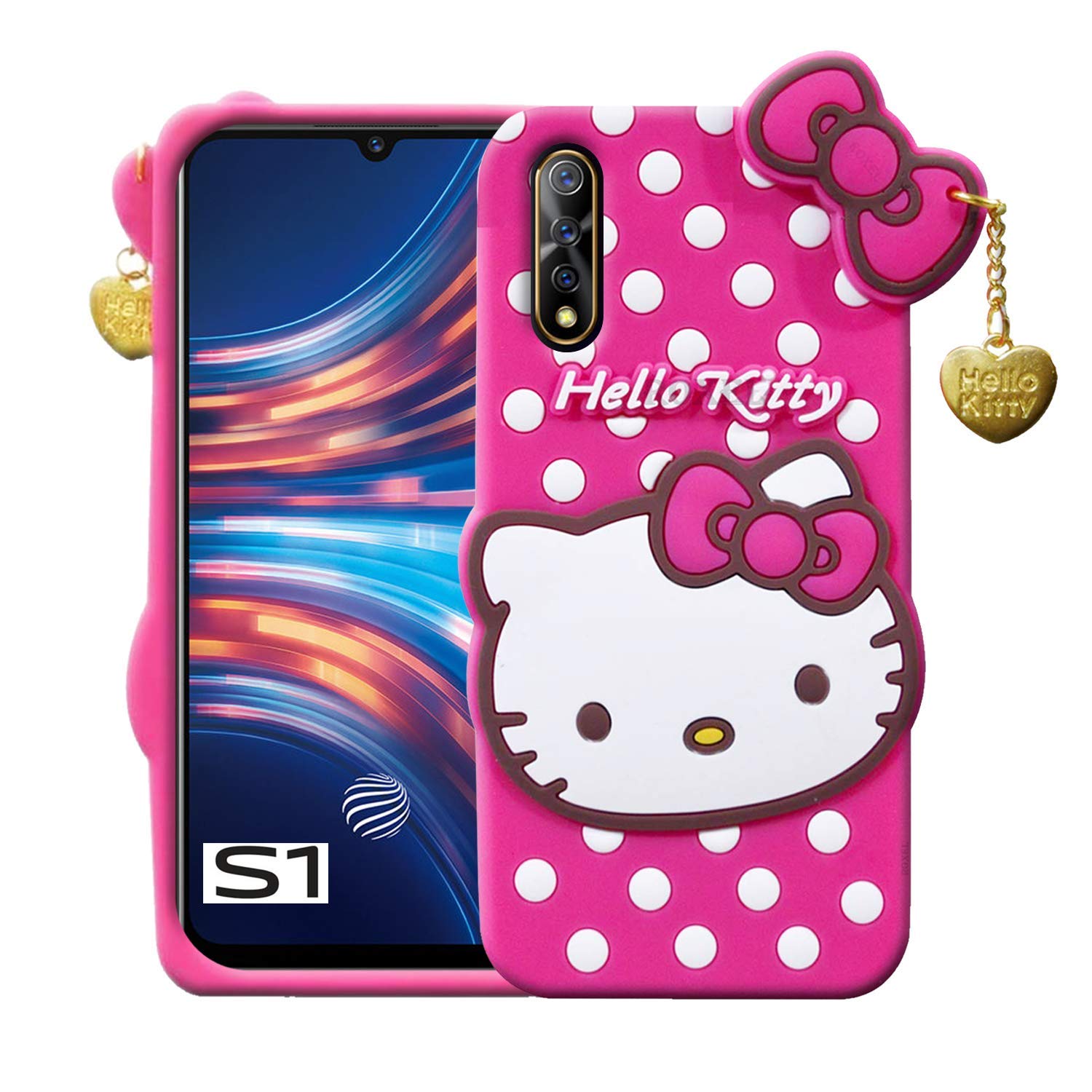 Lejaao Mobile Series 3D Cute Hello Kitty Back Cover with Vivo S1