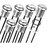DaierTek 12V Momentary Push Button Switch 12mm Small Metal Waterproof Pushbutton Switch Silver Normally Open (ON) Off 2 Pin SPST for Automotive Car Marine Boat -6Pcs