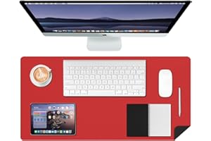CHKDSK Double-Side Desk Mat,23.62''×11.81'',PU Leather Large Mouse Pad Protector for Table,Easy Clean Desk Mat Computer Keybo