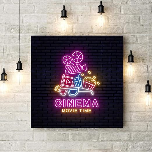 Rqjope Pintura Decorativa Cartel Neon Brillante Cartel Cine Arte