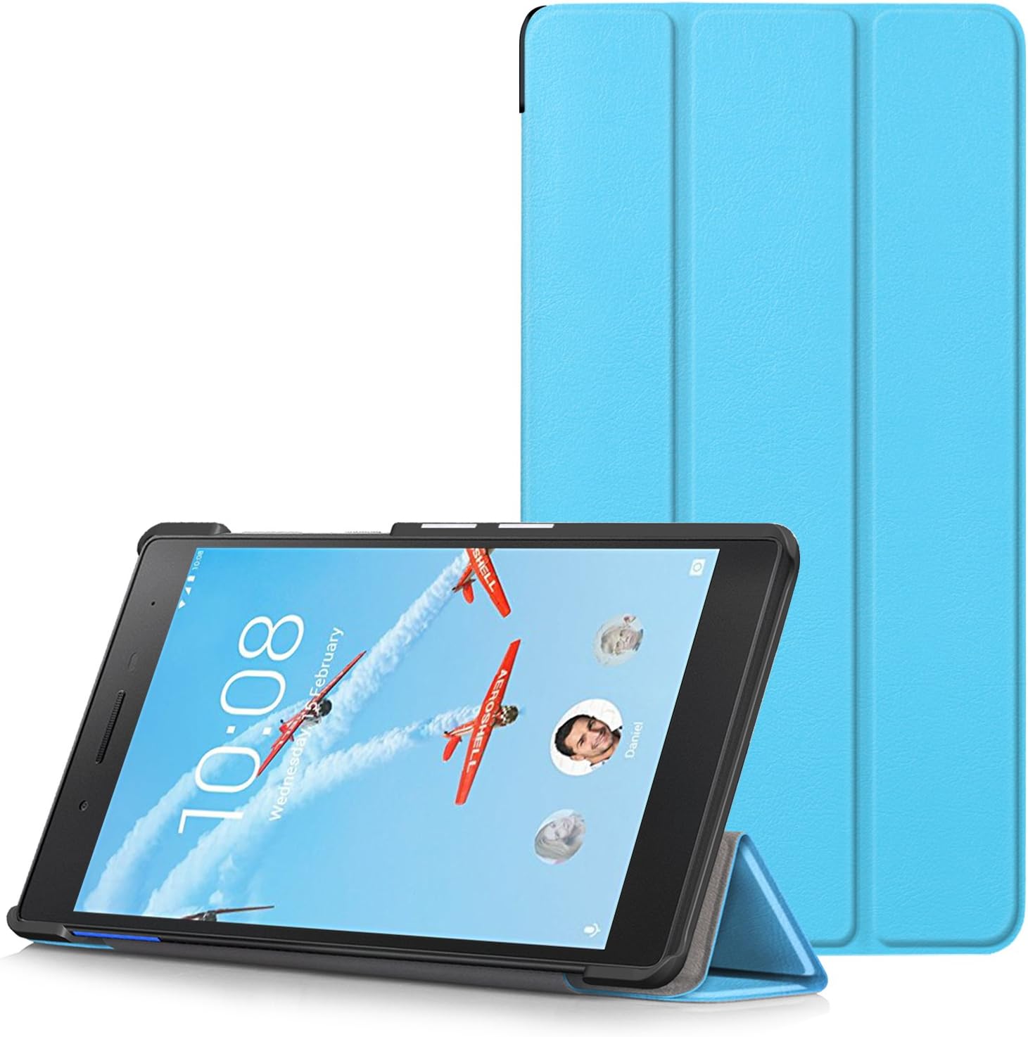 Lenovo Tab 7 Essential Case - Ultra Slim Lightweight Smart Shell Stand Cover for Lenovo Tab 7 Essential 7-Inch Android Tablet 2017 Release, Light Blue (NOT Fit Lenovo Tab3 7 Essential)