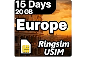 RINGSIM [SIM kit] Europe SIM Card | 15DAYS 20GB | UK, France, Italy, Spain, Germany | Prepaid SIM Card | 5G, 4G/LTE, Tethering, Hotspot | Plug and Play - No Activation Needed | 15DAYS 20GB