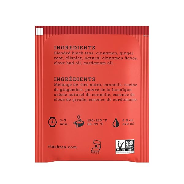 STASH TEA CHAI SPICE BLACK TEA, 6 BOXES OF 30 TEA BAGS EACH (180 TEA BAGS TOTAL)