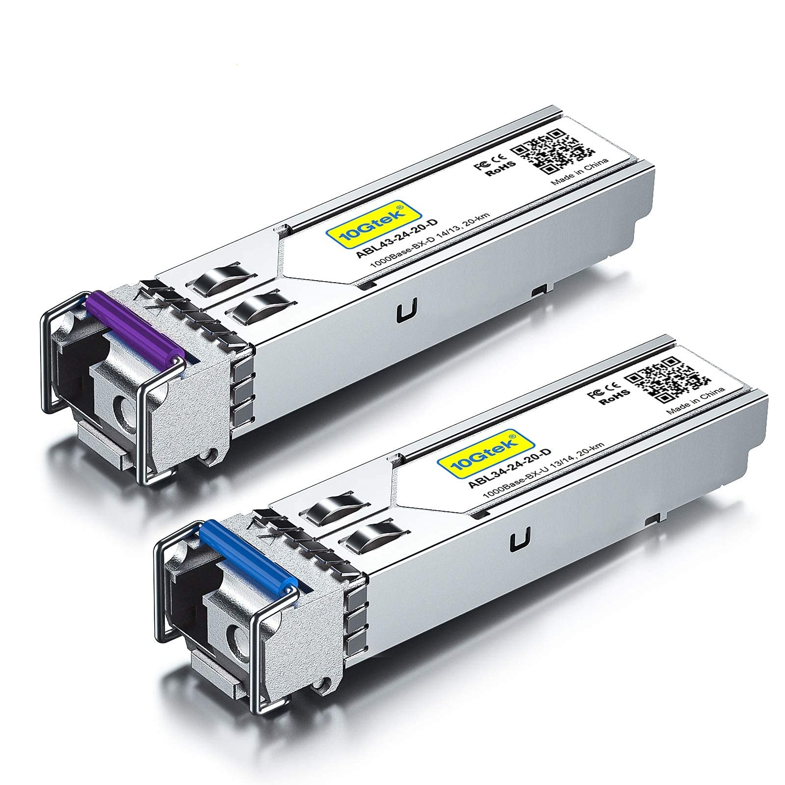10Gtek a pair of 1.25G SFP Bidi Transceiver 1000Base-BIDI,1490nm/1310nm SMF,up to 20km,for Cisco GLC-BX-D,Ubiquiti UniFi UF-SM-1G-S, Mikrotik, D-Link, Netgear and More
