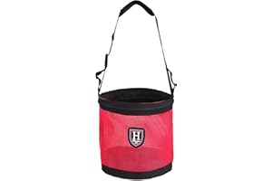 Harrison Howard Horse Muzzle Feed Bag Nylon Mesh Grain Feed Bag with Padded Neck Strap Adjustable Belt Pink Medium