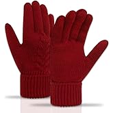 Long Keeper Winter Knit Gloves for Women Men Touchscreen Elastic Soft Warm Fleece Gloves Folding Cuffs for Driving Running