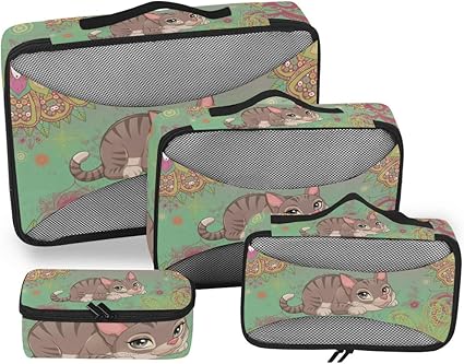 Gato Gatito Arte Equipaje Cubos Organizadores Aseo Bolsa de