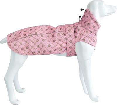 MAMORE Adjustable Waterproof Dog Raincoat Reflective Strips 3XL Gold Pink