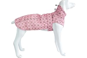 MAMORE Adjustable Waterproof Dog Raincoat for Dogs,Lightweight Pet Rain Jacket Puppy Clothes with Reflective Strip for Small Medium Large Dogs(Large,Gold Cheery Blossoms Pink)