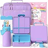 Fimibuke Kids Bento Lunch Box with 4 Compartments, Insulated lunch Bag, Stainless Steel Insulated Water Bottle, Ice Pack & Utensils Set, Birthday Gifts for Ages 3-12 Back to School Toddler Girls Boys