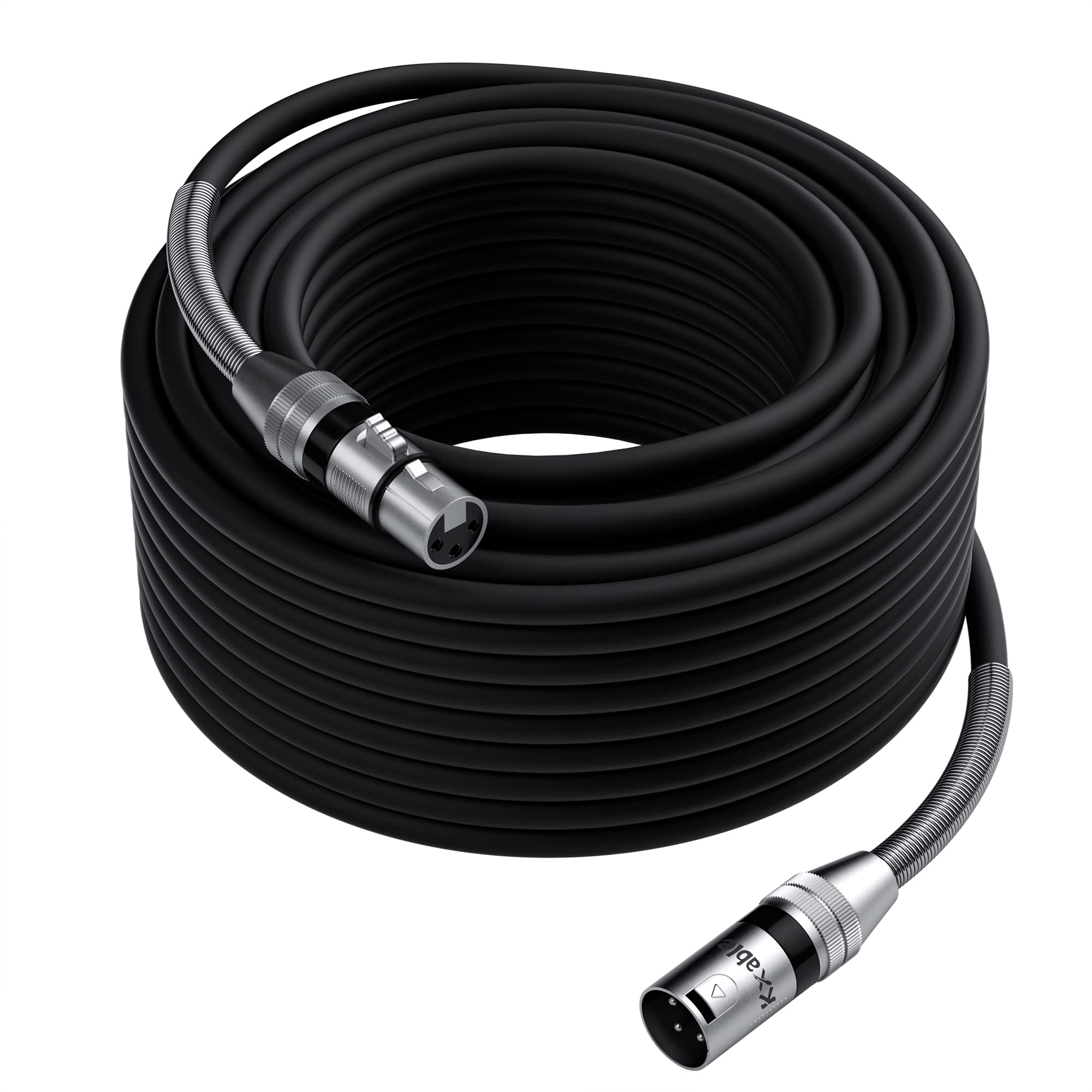 Photo 1 of XLR Cable 200 Feet, Premium Microphone Cable, Long Heavy Duty 22AWG OFC Male to Female Cord, 3-Pin Shielded Mic Speaker Cable, Zinc Alloy Connectors, Metal Spring SR, Black