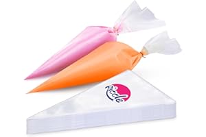 Riccle Disposable Piping Bags 16 Inch - 100 Anti Burst Pastry Icing Bags for Cream Frosting, Cakes and Cookies Decoration