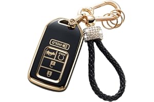Gematay for Honda Key Fob Cover with Keychain Lanyard, Soft TPU Key Fob Protector Compatible with Honda Accord Civic CRV Pilot Odyssey Smart Key Case Holder