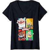 Women's Captain Underpants The First Epic Movie 4 Square Friends V-Neck T-Shirt