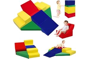 Kayfia Toddler Climbing Toys Indoor, 7-Piece Baby Foam Climbing Blocks, Colorful Soft Play Set for Toddlers 1-3, Foam Play Gym Structures for Crawling and Sliding, Develops Motor Skills