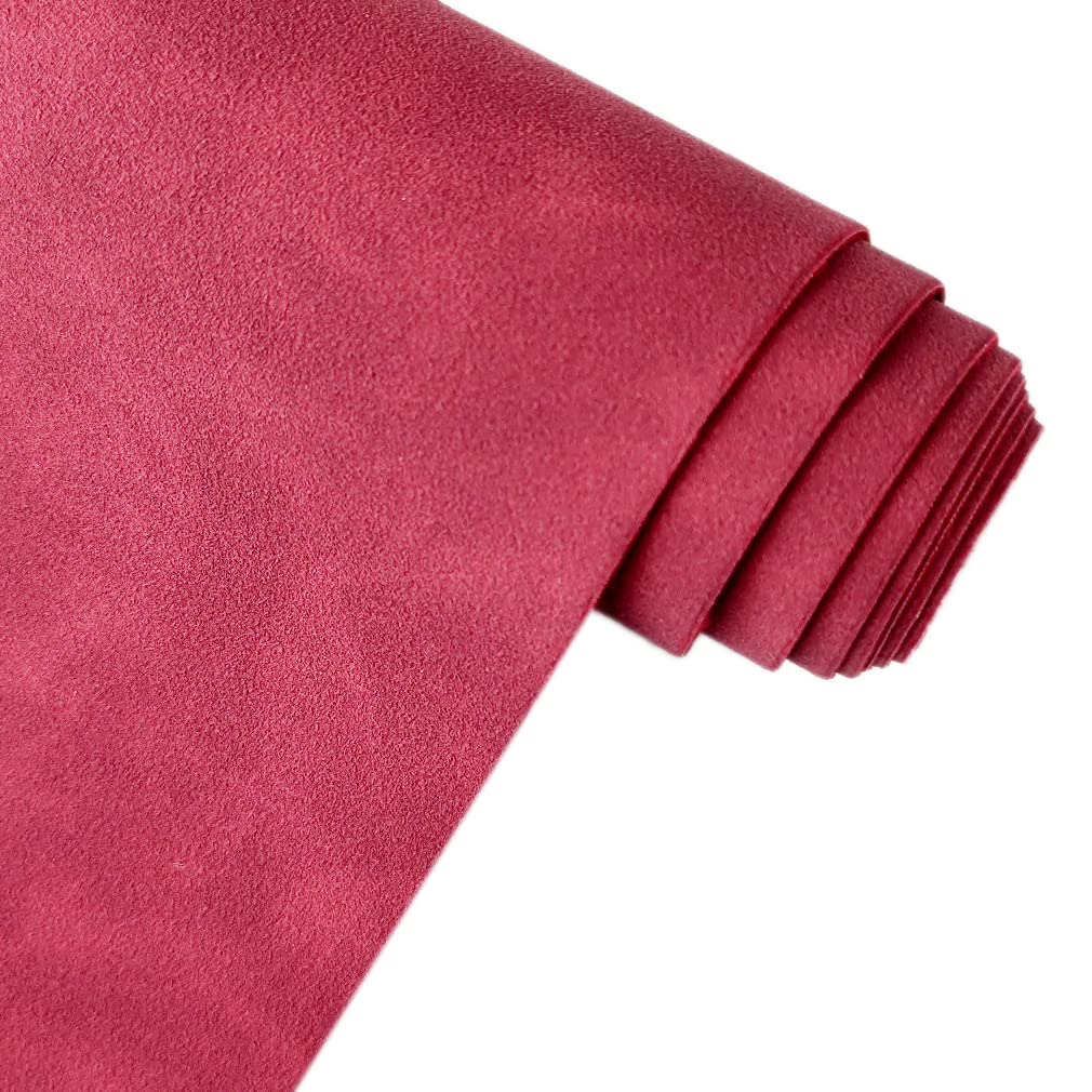 Dark Red Soft Faux Suede Fabric 30x135cm Synthetic Faux Leather Frosted Leatherette for Sewing Crafts — image 1