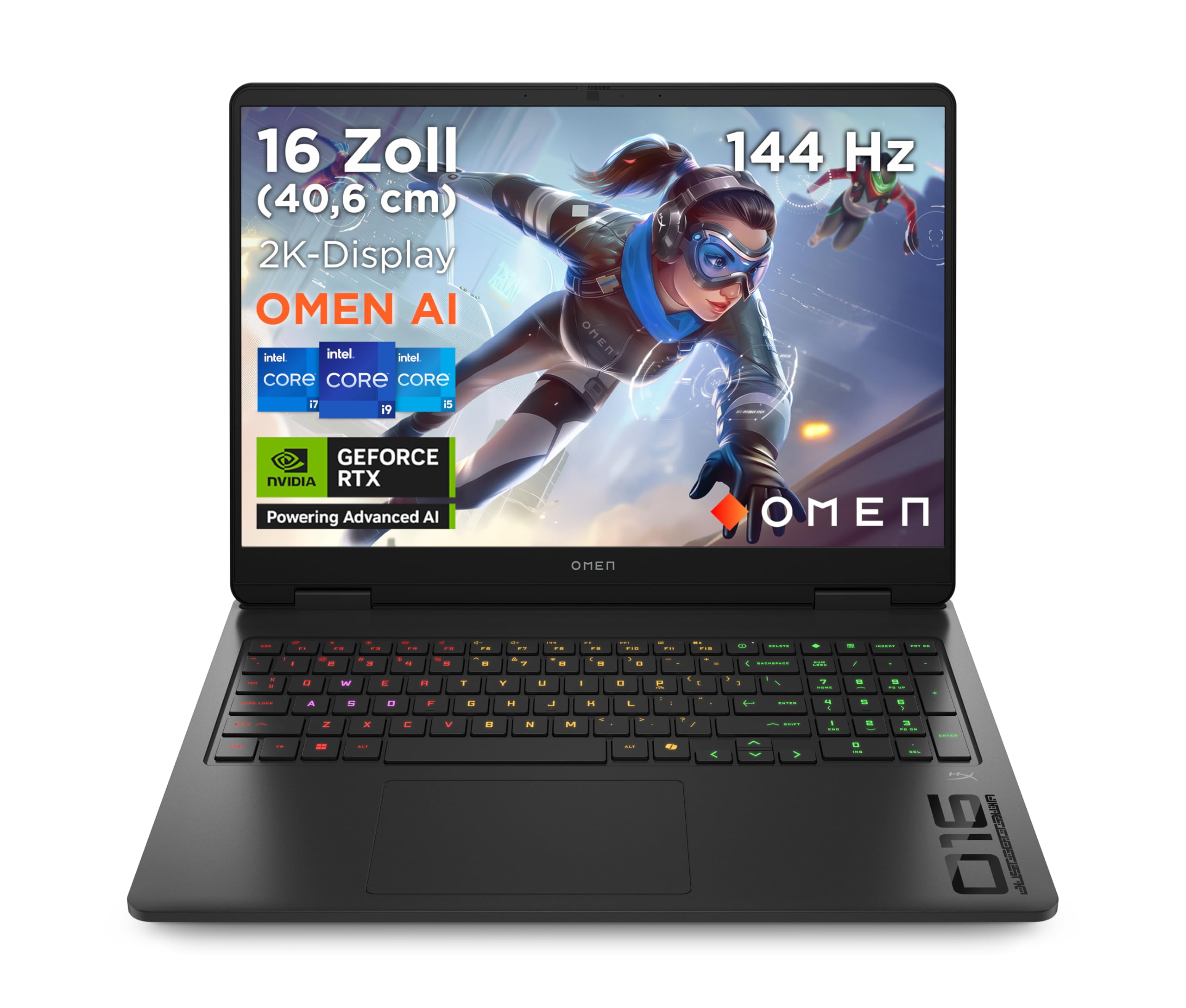 OMEN Gaming Laptop, 16" 2K WUXGA Display, 1920×1200, 16:10, 144Hz, Intel Core i7-14650HX, NVIDIA GeForce RTX 5060, 16GB RAM, 1TB SSD, Win 11, RGB-QWERTZ, Wi-Fi 6, Shadow Black, inkl. 3 Monate GamePass