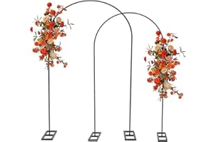 Queension Arch Backdrop Stand Set of 7.2FT & 6.6FT, Metal Wedding Arch Stand with Base for Ceremony, Balloon Arched Backdrop Frame for Birthday Party Baby Shower Celebration Decorations, Black