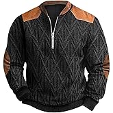 Mens Vintage Sweaters Western Aztec Jackets Cowboy Sweat Shirts Pullover Casual Country 1/4 Zip Long Sleeve Sweatshirts