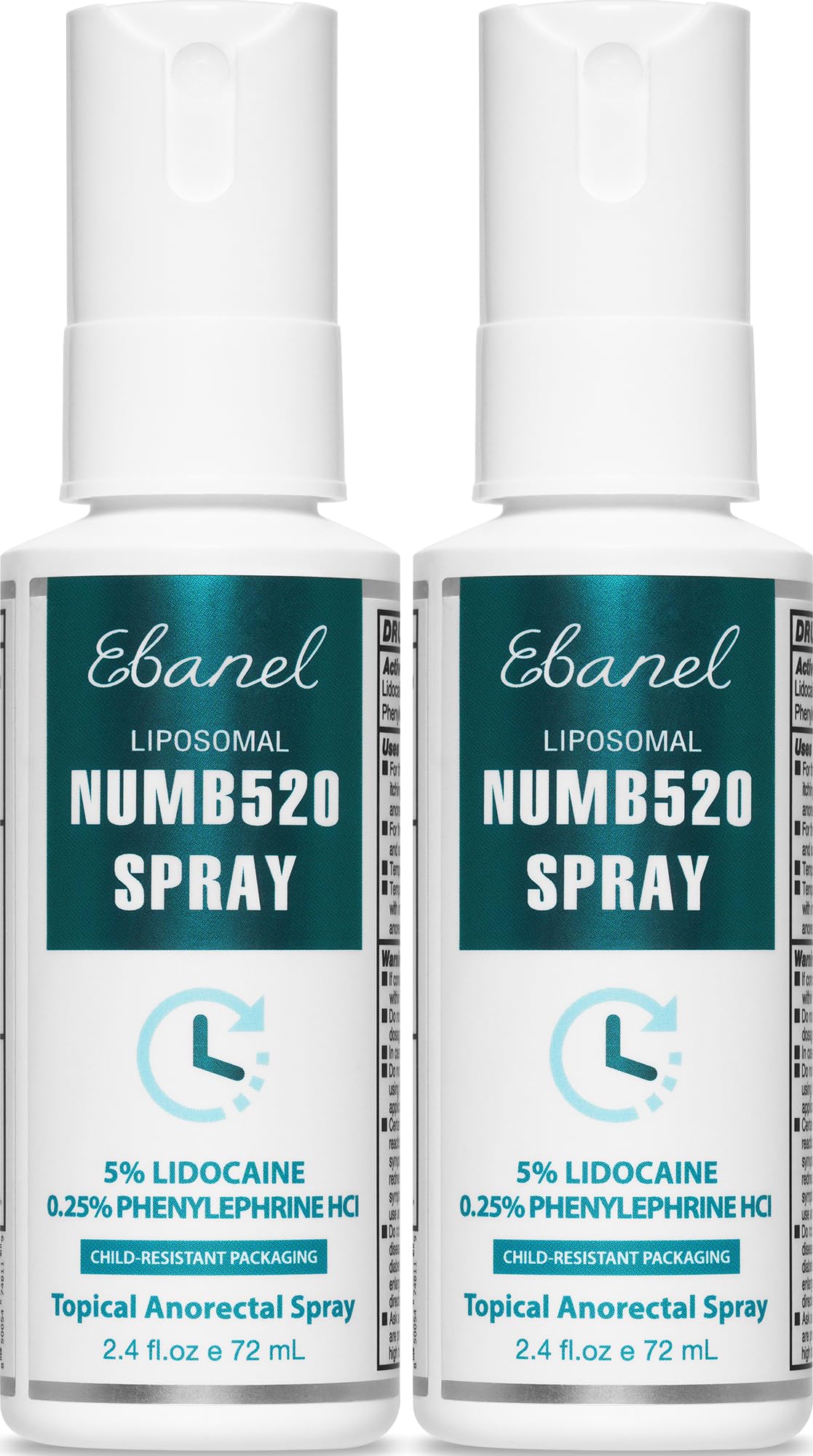 Ebanel 2-Pack 5% Lidocaine Spray Pain Relief